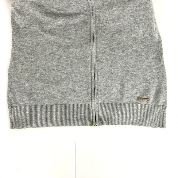 Ellen Tracy Cardigan Sweater Women's M Pearl Zip Pull Jacket Gray Viscose Nylon - Picture 5 of 9